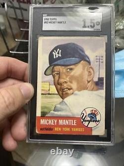 1953 Topps #82 Mickey Mantle SGC Fair 1.5 New York Yankees 12 WS, MVP Triple Crw
