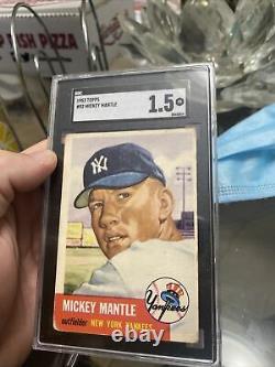 1953 Topps #82 Mickey Mantle SGC Fair 1.5 New York Yankees 12 WS, MVP Triple Crw