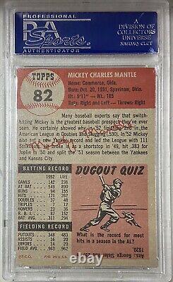1953 Topps #82 Mickey Mantle SP PSA 5 EX
