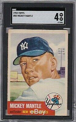 1953 Topps #82 Mickey Mantle Sgc 4 Vg-ex New York Yankees
