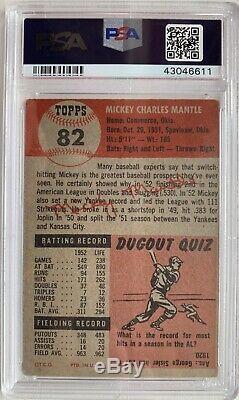 1953 Topps 82 Mickey Mantle Yankees PSA 2.5