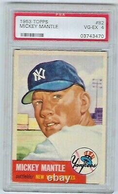 1953 Topps #82 Mickey Mantle Yankees PSA 4 VG/EX