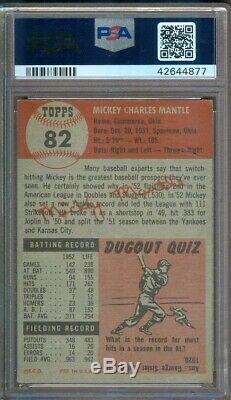 1953 Topps #82 Mickey Mantle Yankees Psa 2