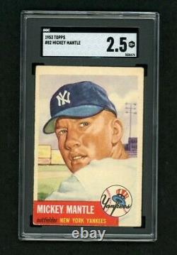 1953 Topps #82 SP Mickey Mantle NY Yankees SGC 2.5 (GOOD+) Excellent Clarity