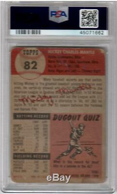 1953 Topps Baseball Mickey Mantle Card # 82 PSA 1 Poor Condition