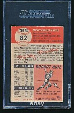 1953 Topps MICKEY MANTLE #82 SGC 5 No Creases