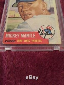 1953 Topps MICKEY MANTLE baseball card #82 VG/EX NO CREASES Small Tack Hole