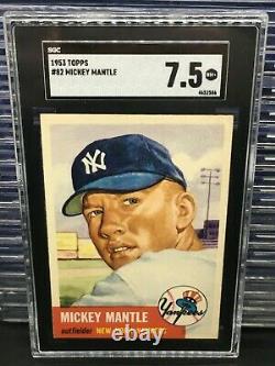 1953 Topps Mickey Mantle #82 SGC 7.5 Near Mint + Yankees BN