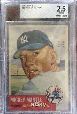1953 Topps Mickey Mantle BVG 2.5 #82 Baseball Card Yankees 3rd Year Short Print