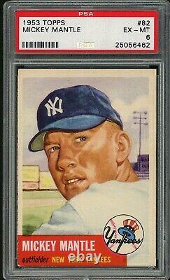 1953 Topps Mickey Mantle Baseball Card # 82 Nicely Centered PSA 6 ++ EX MINT