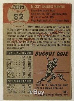 1953 Topps Mickey Mantle Card #82 Lower Grade Card Decent Eye Appeal