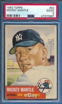 1953 Topps Mickey Mantle Card SP Short Print #82 New York Yankees CENTERED PSA 2