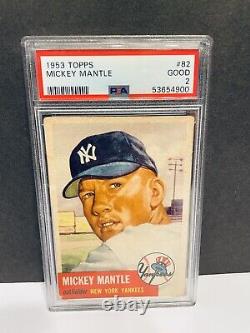 1953 Topps Mickey Mantle HOF #82 PSA 2 (Good) Vintage Baseball card