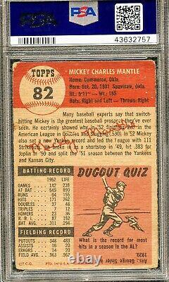 1953 Topps Mickey Mantle PSA 2 Centered/Sharp