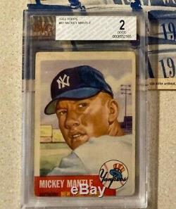 1953 Topps Mickey Mantle SHORT PRINT #82 BVG 2 GD With 1953 PROGRAM