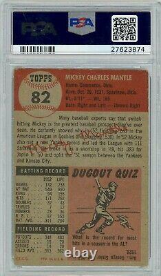 1953 Topps Mickey Mantle Short Print #82 Psa 3.5 Vg+ New York Yankees Sp Hof