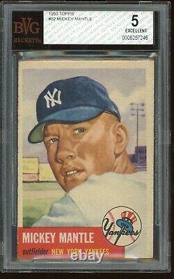 1953 Topps Mickey Mantle Yankees Card #82 HOF. Certified BVG 5 (Excellent)