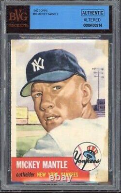 1953 Topps Mickey Mantle Yankees Card #82 HOF. Certified BVG Authentic Rare