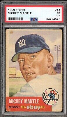 1953 Topps Mickey Mantle Yankees Card #82 HOF. Certified PSA 1.5 Rare Card