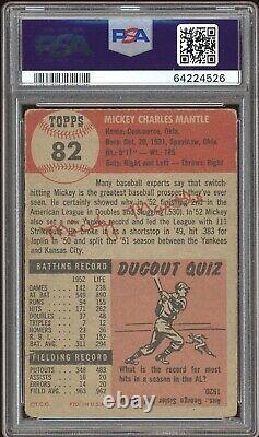 1953 Topps Mickey Mantle Yankees Card #82 HOF. Certified PSA 1.5 Rare Card