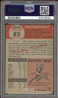 1953 Topps Mickey Mantle Yankees Card #82 HOF. Certified PSA 4 (VG/EX) Rare