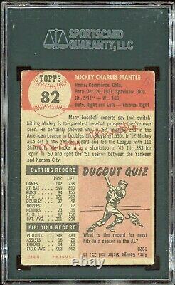 1953 Topps Mickey Mantle Yankees Card #82 HOF. Certified SGC 1.5 Rare Card