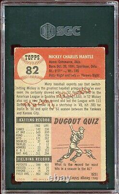 1953 Topps Mickey Mantle Yankees Card #82 HOF. Certified SGC 1.5 Rare Card