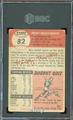 1953 Topps Mickey Mantle Yankees Card #82 HOF. Certified SGC 1 Rare Card