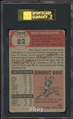 1953 Topps Mickey Mantle Yankees Card #82 HOF. Certified SGC 2 Rare Card