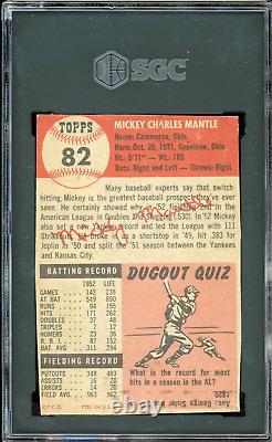 1953 Topps Mickey Mantle Yankees Card #82 HOF Certified SGC Authentic