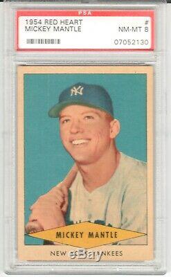 1954 Red Heart Mickey Mantle PSA 8