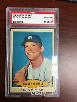 1954 Red Heart Mickey Mantle PSA 8 Beautiful Card