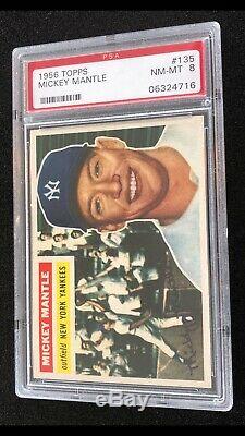 1956 TOPPS BASEBALL Card # 135 MICKEY MANTLE PSA 8 NM-MT HOF New York Yankees