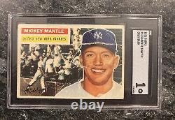 1956 TOPPS MICKEY MANTLE #135 GRAY BACK SGC 1 New York Yankees