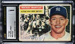 1956 Topps #135 Mickey Mantle White Back CSG 1 HOF Yankees