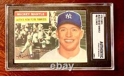 1956 Topps #135 Mickey Mantle White Back SGC Authentic Beautiful Card No Creases