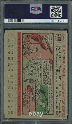 1956 Topps #135 Mickey Mantle Yankees HOF Gray Back PSA 9 MINT TRIPLE CROWN YR