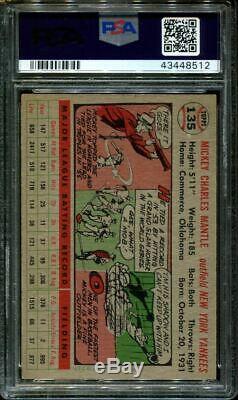1956 Topps #135 Mickey Mantle Yankees Hof Gray Back Centered Psa 6 B2701818-512