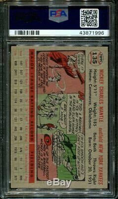 1956 Topps #135 Mickey Mantle Yankees Hof Gray Back Psa 7 B2714445-996