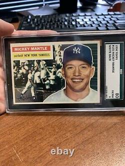 1956 Topps Baseball #135 Mickey Mantle White Back New York Yankees SGC 6