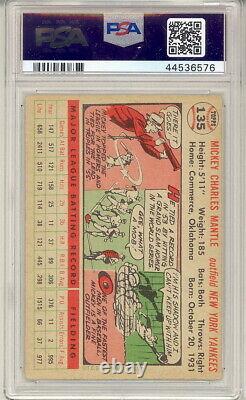 1956 Topps Baseball Mickey Mantle Card #135 White Back Psa 2.5 (547 P17)