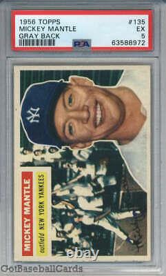 1956 Topps Gray Back #135 Mickey Mantle New York Yankees PSA 5