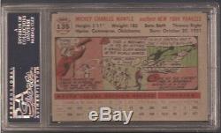1956 Topps No. 135 Mickey Mantle Psa 8 Near Mint/mint Well Centered