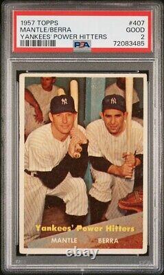 1957 Topps #407 Mickey Mantle Yogi Berra Yankees' Power Hitters PSA 2