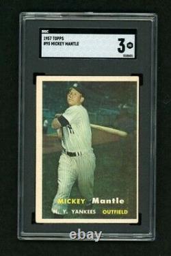 1957 Topps #95 Mickey Mantle NY Yankees SGC 3 (VG) Excellent Clarity