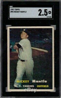 1957 Topps #95 Mickey Mantle Sgc 2.5 Gd+ New York Yankees