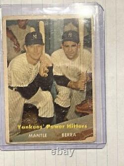 1957 Topps Yankees Power Hitters Mickey Mantle Yogi Berra
