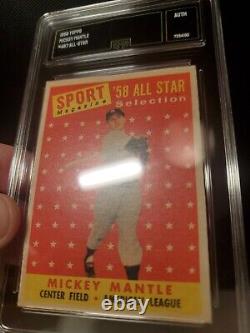 1958 TOPPS #487 MICKEY MANTLE ALL STAR NEW YORK YANKEES HOF, GMA Authentic
