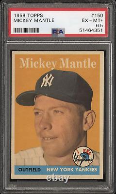 1958 Topps #150 Mickey Mantle EX-MT PSA 6.5 GREAT CENTERING