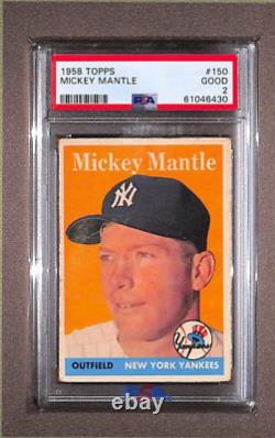 1958 Topps #150 Mickey Mantle PSA 2 Good New York Yankees HOF